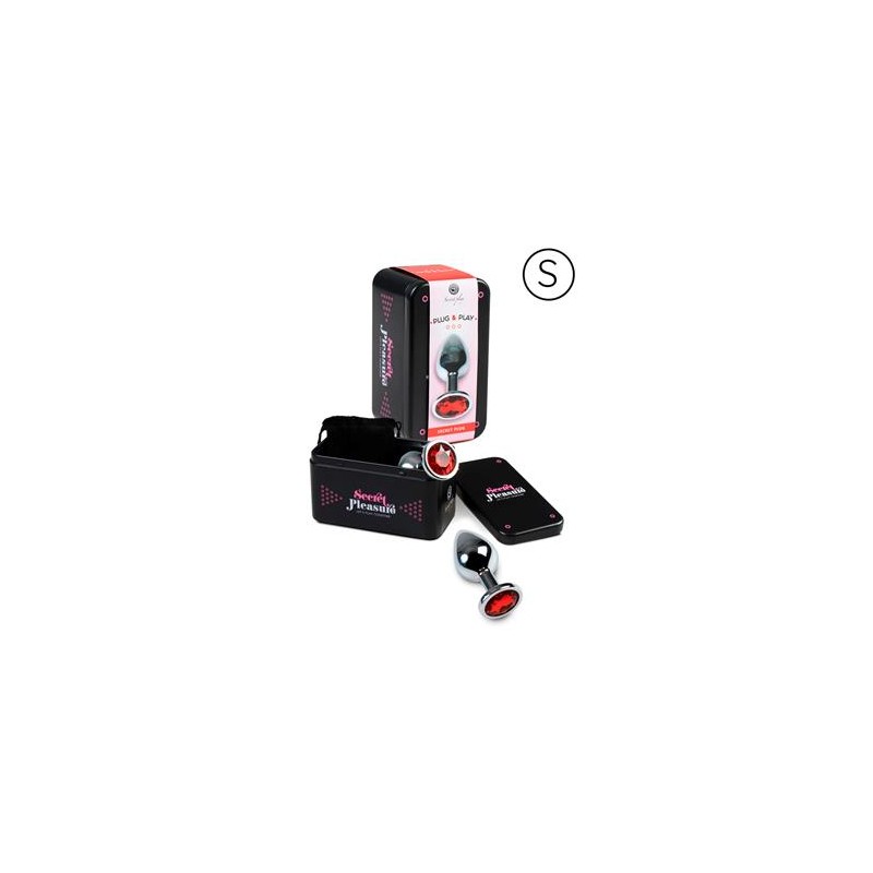 petit plug anal en metal rouge avec sac