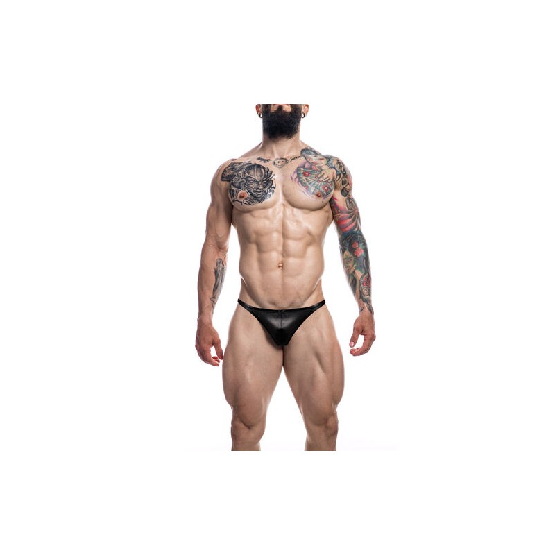 cut4men - slip brésilien cuir noir m