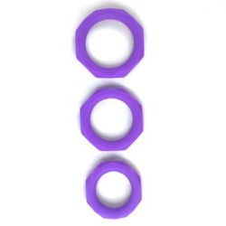 Ensemble de 3 anneaux de pénis en silicone violet