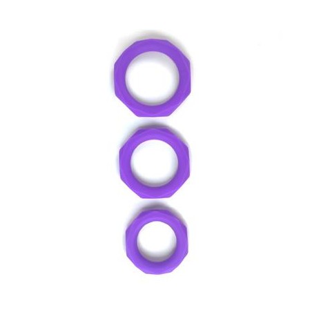 Ensemble de 3 anneaux de pénis en silicone violet