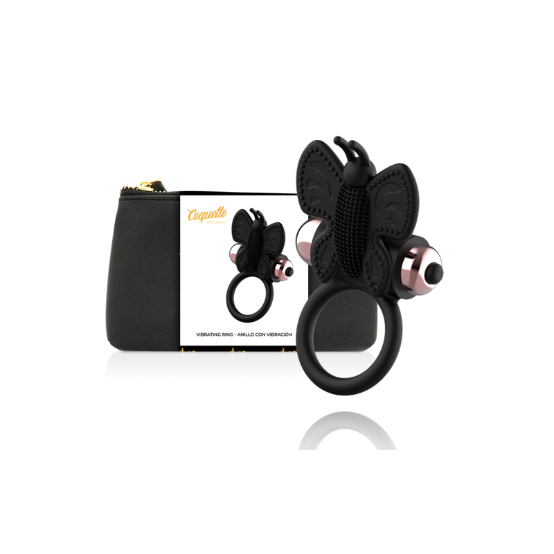 Anneau papillon vibrant noir-or coquette