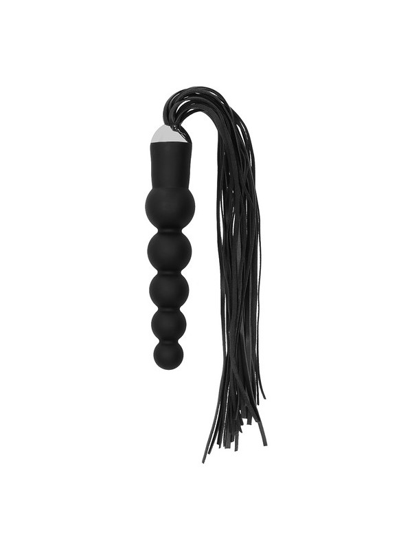 fouet manche gode en silicone courbe - noir