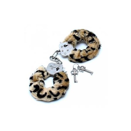menottes métalliques aux poils de léopard