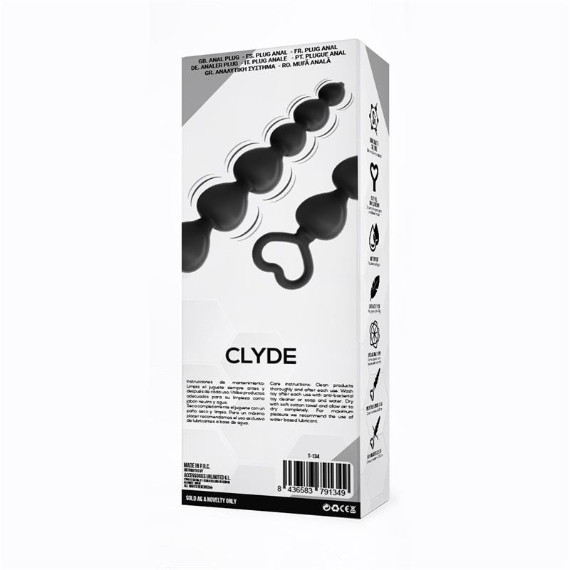 Chaine boules anales clyde en silicone noir