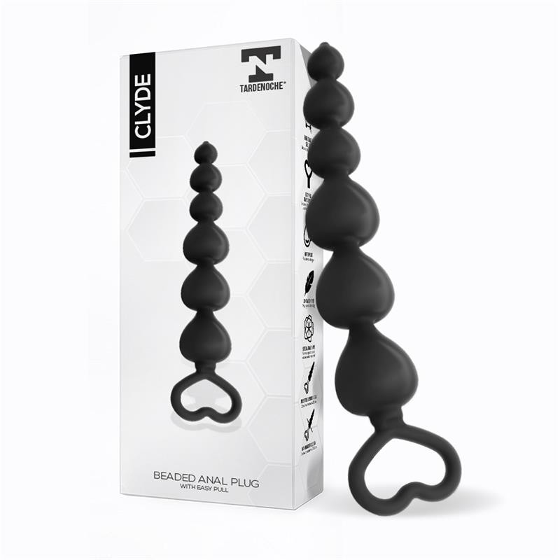 Chaine boules anales clyde en silicone noir