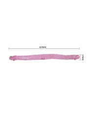 Double gode translucide rose 44cm