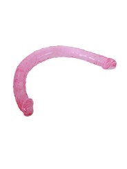 Double gode translucide rose 44cm