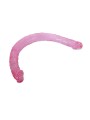 Double gode translucide rose 44cm