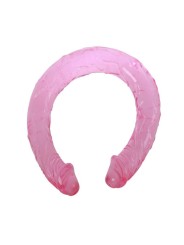 Double gode translucide rose 44cm