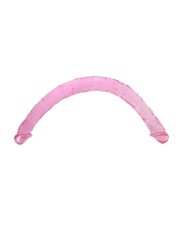 Double gode translucide rose 44cm
