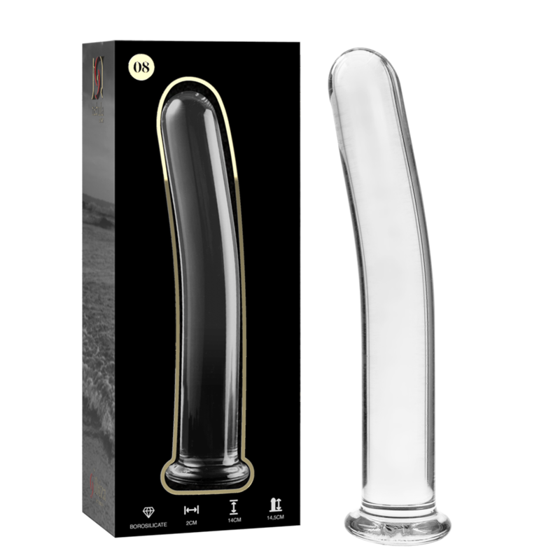 série nebula - modèle 8 gode borosilicate 14,5 x 2 cm transparent