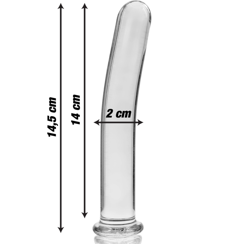 série nebula - modèle 8 gode borosilicate 14,5 x 2 cm transparent