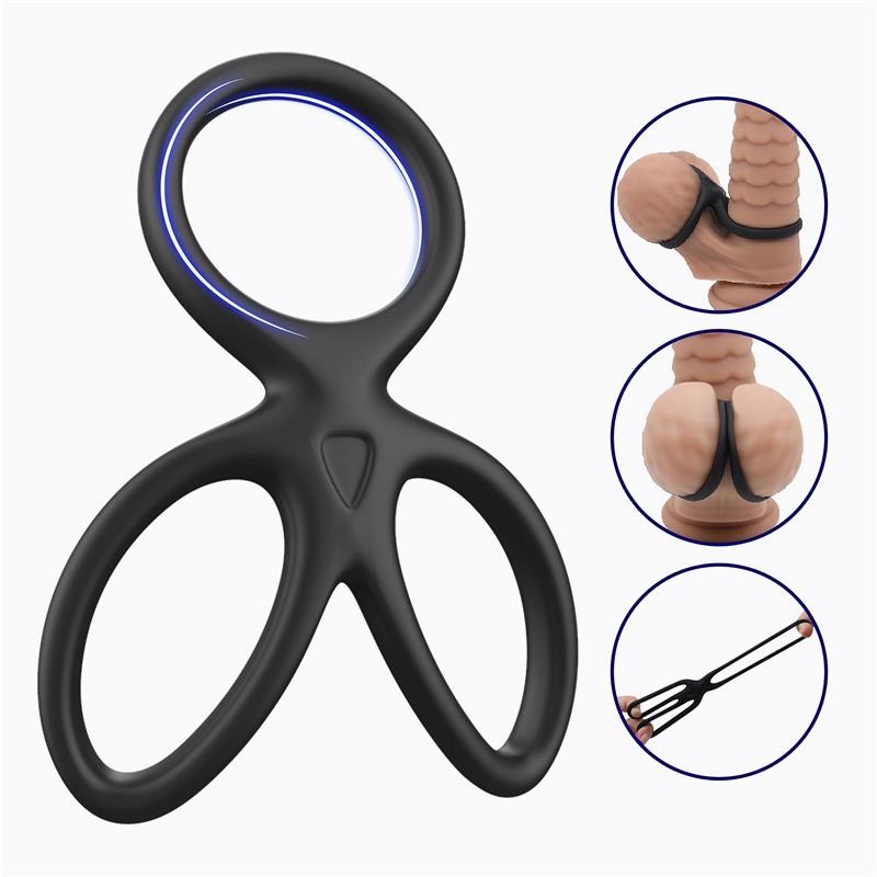 Anneau flexible pour pénis et testicules en silicone liquide triple
