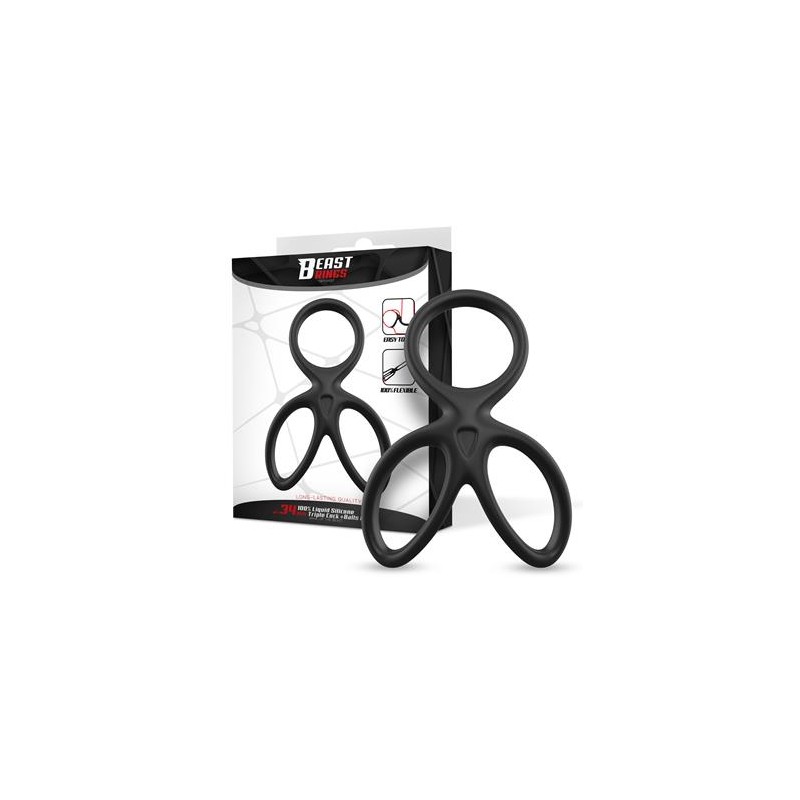 Anneau flexible pour pénis et testicules en silicone liquide triple