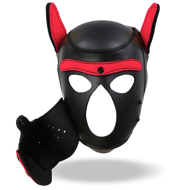 Hound Masque pour chien en néoprène Muselière amovible Noir/Rouge Taille unique