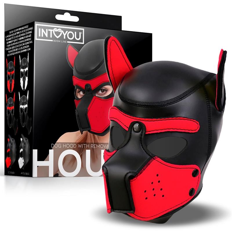 Hound Masque pour chien en néoprène Muselière amovible Noir/Rouge Taille unique
