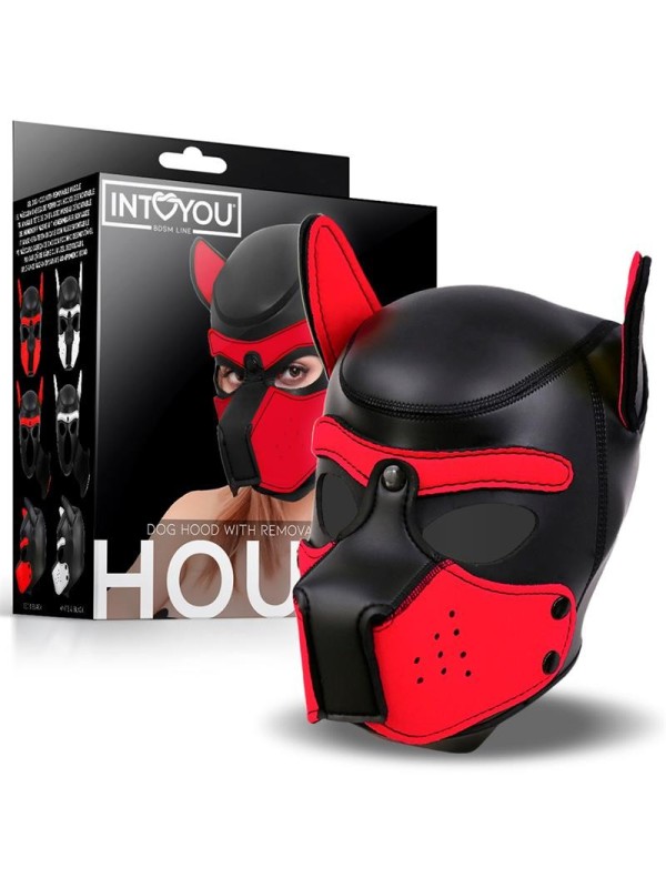 Hound Masque pour chien en néoprène Muselière amovible Noir/Rouge Taille unique