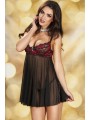 Nuisette en mousseline avec bonnets en dentelle. -T: S/M