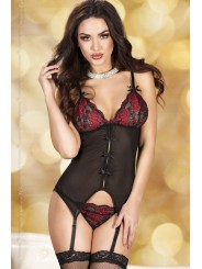 Guépière en micromesh avec bonnets et nuds en dentelle. -T: S/M