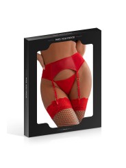Porte-jarretelles wetlook avec string rouge (S/M - Rouge)