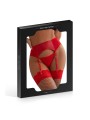 Porte-jarretelles wetlook avec string rouge (S/M - Rouge)