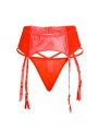 Porte-jarretelles wetlook avec string rouge (S/M - Rouge)
