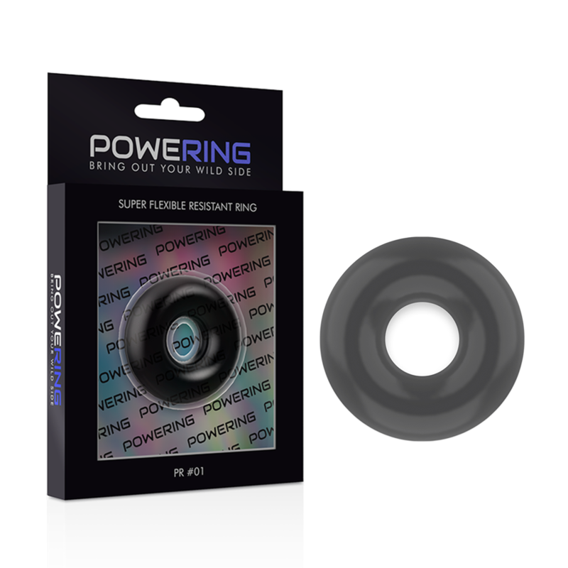 powering - anneau pénis super flexible et résistant 3,5cm noir