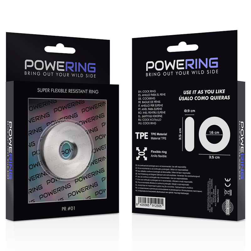 powering - anneau pénis super flexible et résistant 3,5cm clair