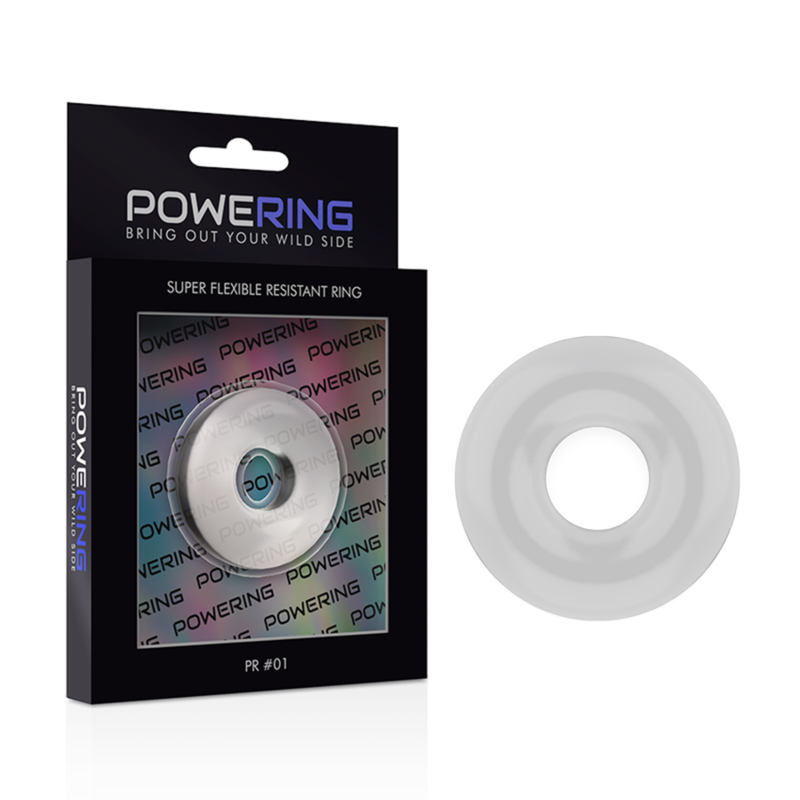 powering - anneau pénis super flexible et résistant 3,5cm clair