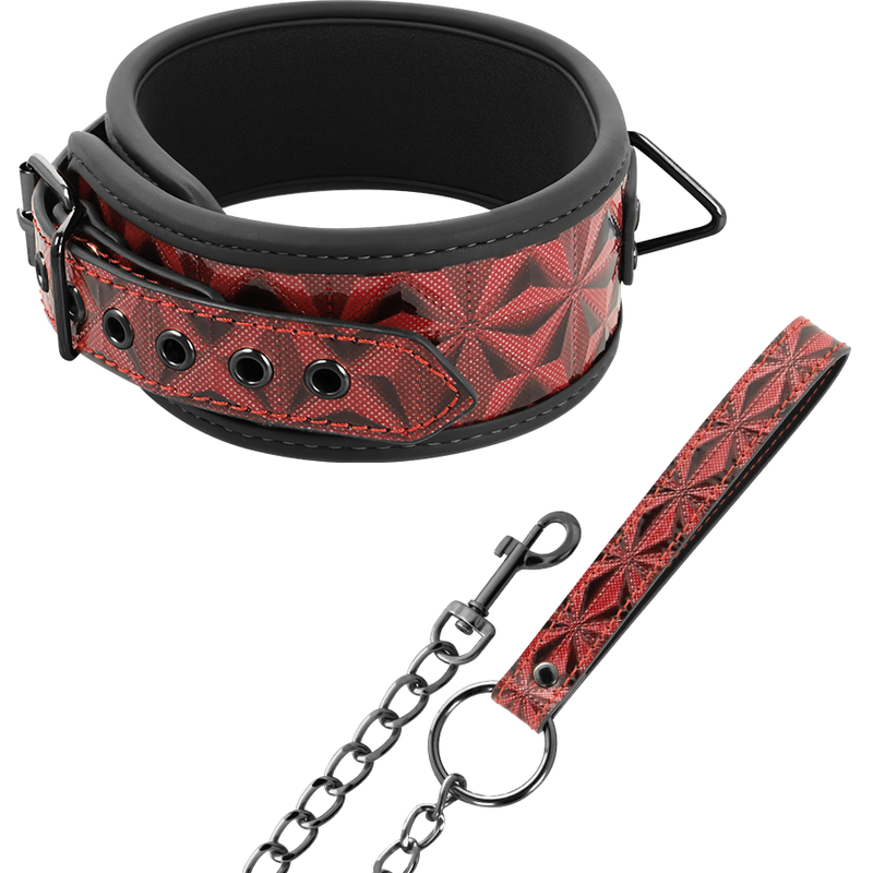 begme - collier en cuir végan édition rouge avec doublure en néoprène