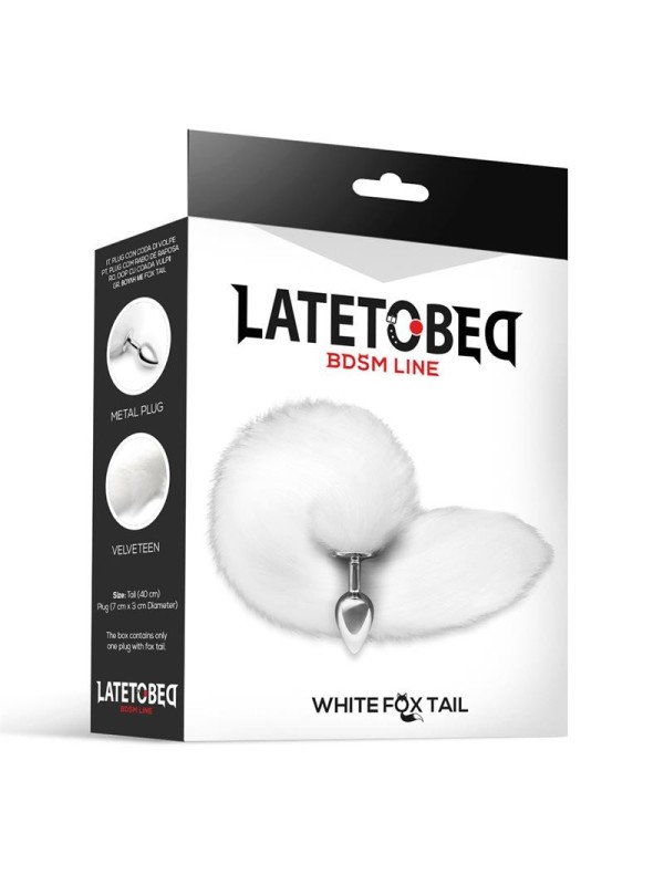 Plug anal en métal avec queue de renard soyeuse 40 cm blanc