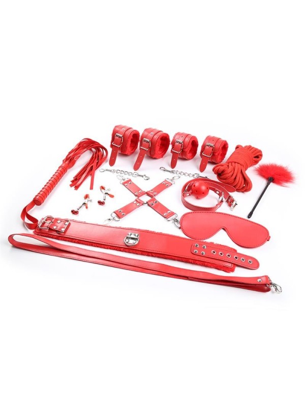 Set bondage 10 pièces rouge