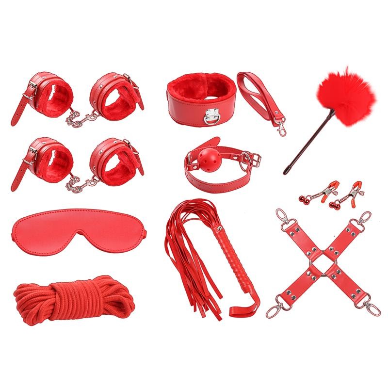 Set bondage 10 pièces rouge