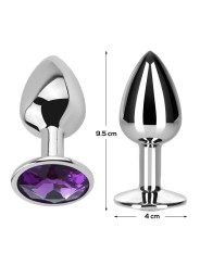 Plug Anal avec Bijou Améthyste Violette Taille L Aluminium