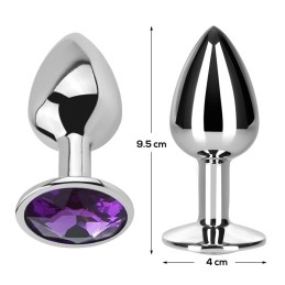 Plug Anal avec Bijou Améthyste Violette Taille L Aluminium