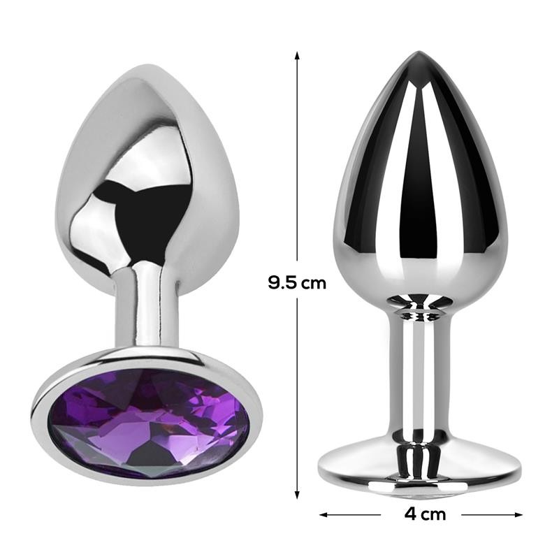 Plug Anal avec Bijou Améthyste Violette Taille L Aluminium