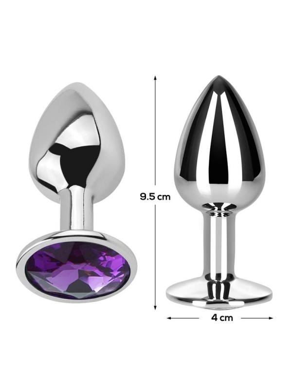 Plug Anal avec Bijou Améthyste Violette Taille L Aluminium