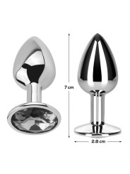 Plug anal avec bijou couleur diamant blanc taille S aluminium