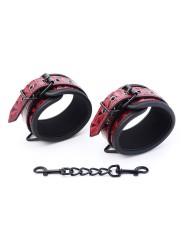 Menottes de cheville rembourrées réglables en cuir végétalien diamant