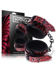 Menottes de poignet rembourrées réglables en cuir végétalien diamant