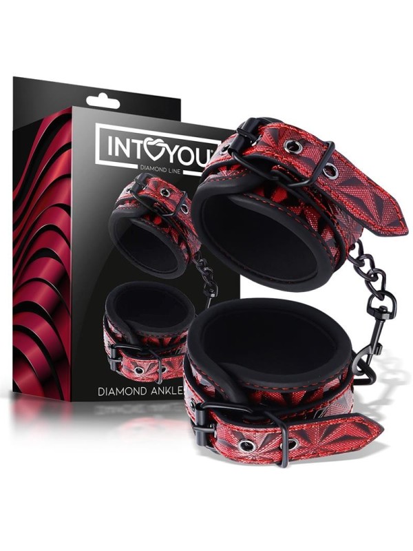 Menottes de poignet rembourrées réglables en cuir végétalien diamant