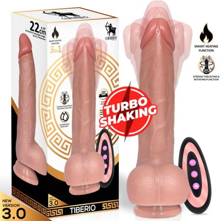 Tiberio Gode Réaliste Turbo Shaking avec Poussée, Rotation 360º et Télécommande Silicone Liquide