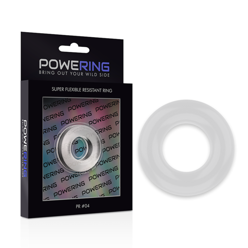 powering - anneau pénis super flexible et résistant 3,8cm pr04 clair