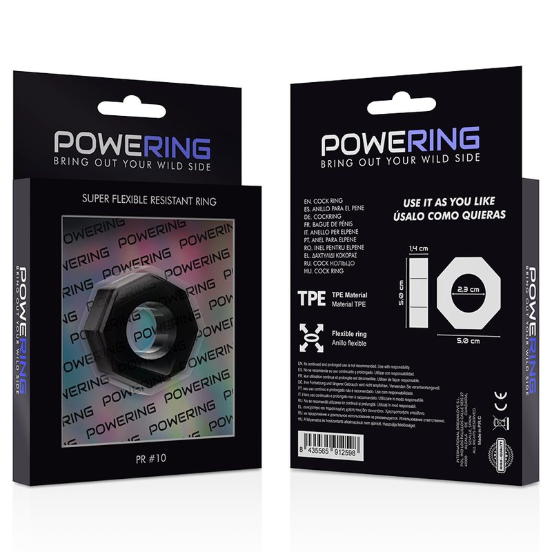 powering - anneau pénis super flexible et résistant 5cm pr10 noir