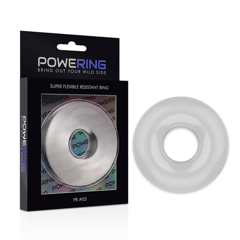 powering - anneau pénis super flexible et résistant 5cm pr03 clair