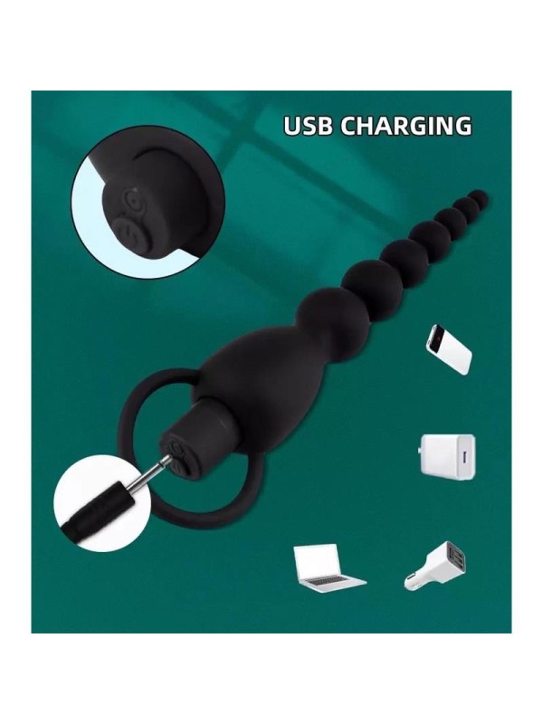 Chaîne anale Marbe avec vibration USB en silicone