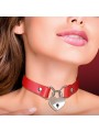 Collier cadenas coeur cuir rouge vegan T:U Cindirella