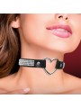 Collier Coeur et Strass noir Cuir Vegan T:U Cindirella