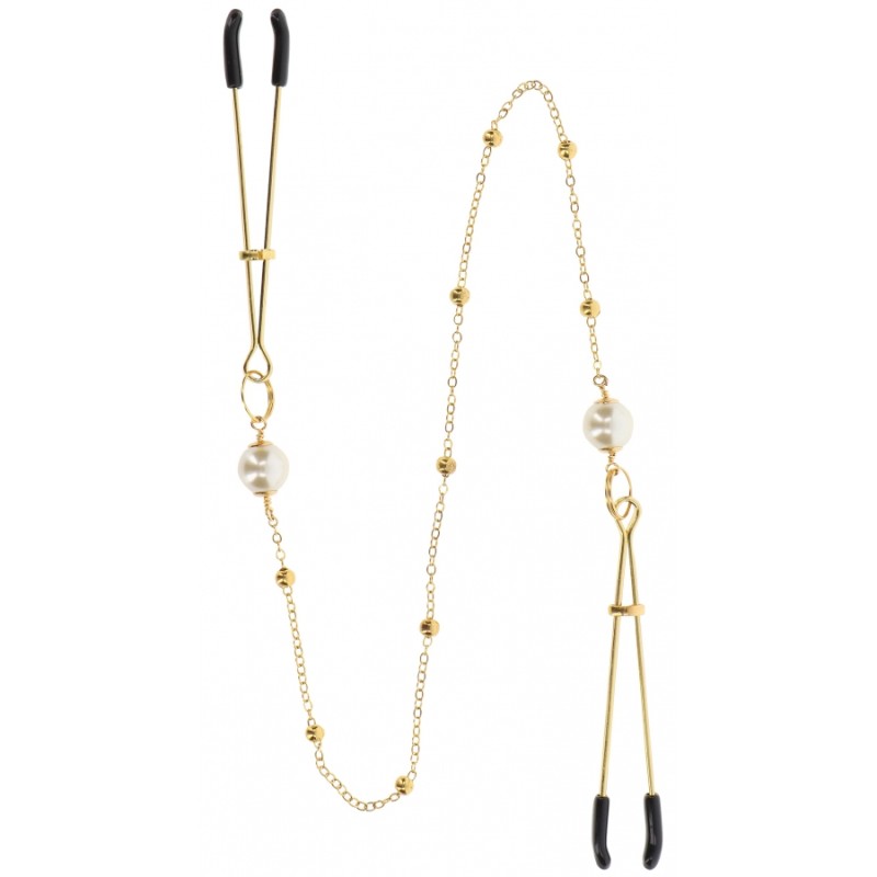 Pince-tétons chaîne Dorées Perles Taboom