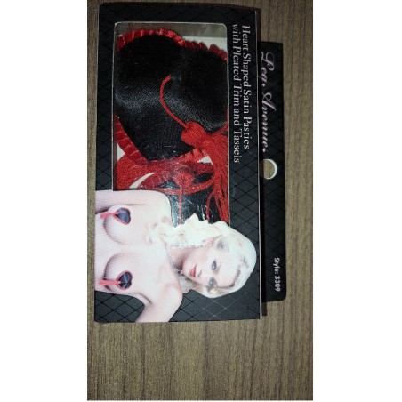 Pasties nipples Coeur noir a franges rouges Leg Av